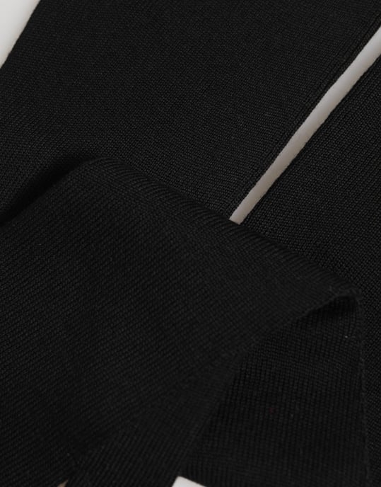 Schwarze Jungfrauwolle Gestrickte Fingerlose Herrenhandschuhe - Image 4