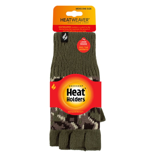 Herren warme 3,2 TOG Fleecegefütterte Winterthermo-Fingerhandschuhe in Khaki und Marineblau - Image 2