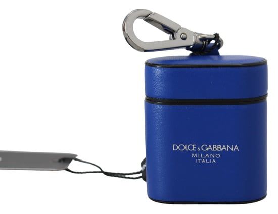 Dolce & Gabbana Elegante Blaue Leder-Airpods-Hülle für Damen - Image 1
