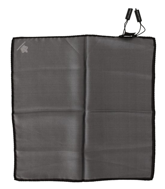 Dolce & Gabbana Gray 100% Silk Square Grey Grey 100% Silk Square Men's Maskerchief - Image 2