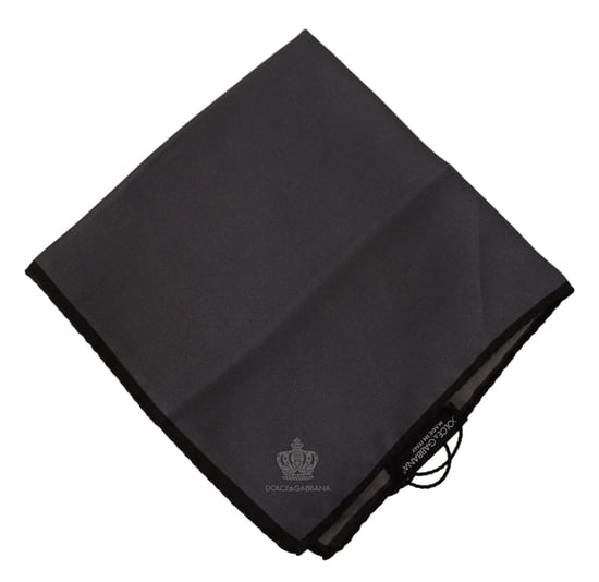 Dolce & Gabbana Gray 100% Silk Square Grey Grey 100% Silk Square Men's Maskerchief - Image 3