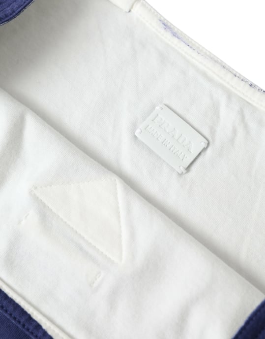 Blaues Jerseystoff-Logo Schulter-Einkaufs-Tote Tasche - Image 4