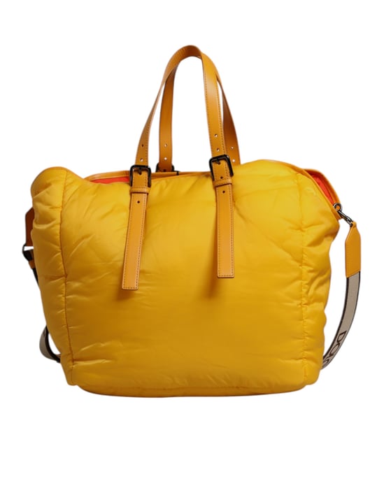 Gelbe Orange Nylon-Logo-Plakette Hand- und Schultertasche - Image 4
