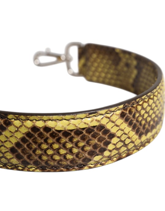 Gelbe Exotische Leder-Handtasche mit Schulterriemen - Image 3