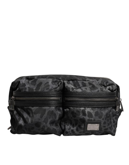 Schwarze Graue Leopard DG Logo Gürtel Hüfttasche - Image 1