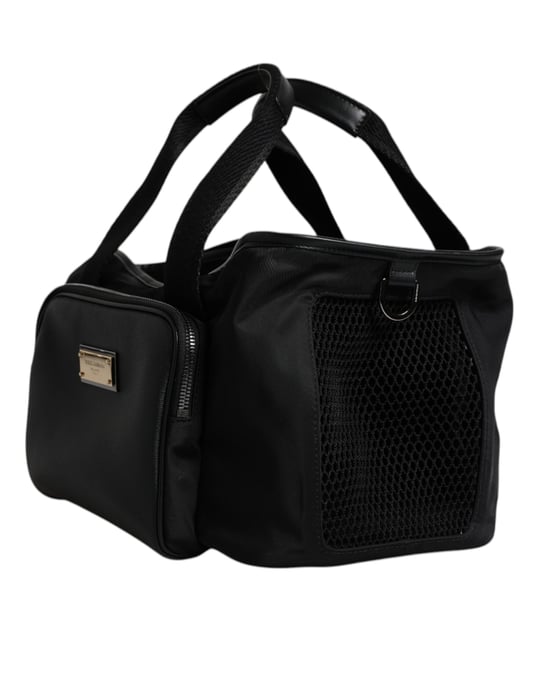 Schwarze Schultergurt Haustiertrage Tasche mit Logo-Plakette - Image 3