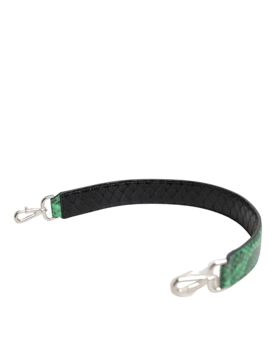 Schwarze grüne exotische Ledertasche mit Schulterriemen - Image 2