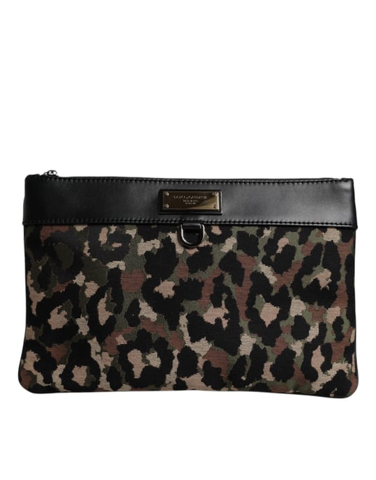 Mehrfarbige Leopard-Jacquard-Druck-Logo-Plakette Tasche - Image 1