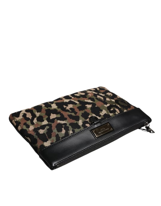 Mehrfarbige Leopard-Jacquard-Druck-Logo-Plakette Tasche - Image 4