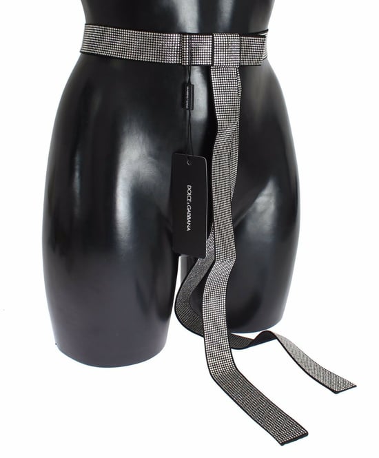 Dolce & Gabbana Schwarz Seiden Kristall Schleifen Taillengürtel Herren Eleganz - Image 2