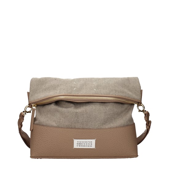 Beige Stoff Schultertasche - Image 1