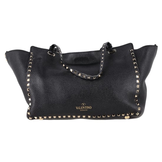 Valentino Mittlere Rockstud Tote aus schwarzem Kalbsleder - Image 3
