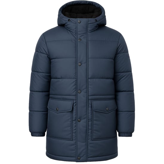 Hunter Intrepid Herren Marineblauer Langer Puffer-Mantel - Image 1