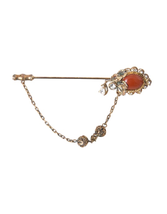 Goldene Messing-Kristallkette 925 Sterling Silber Nadelbrosche - Image 1