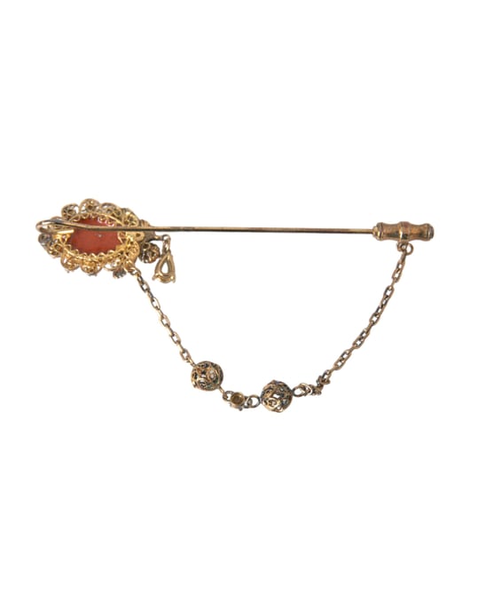 Goldene Messing-Kristallkette 925 Sterling Silber Nadelbrosche - Image 3