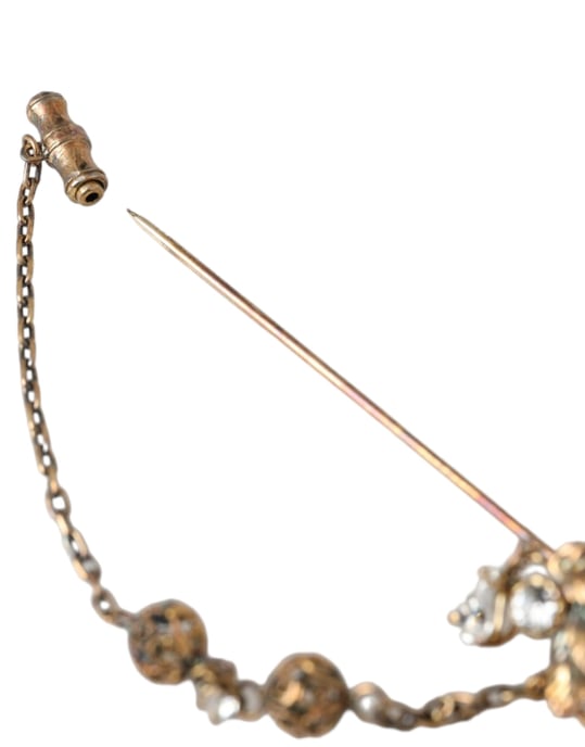 Goldene Messing-Kristallkette 925 Sterling Silber Nadelbrosche - Image 4