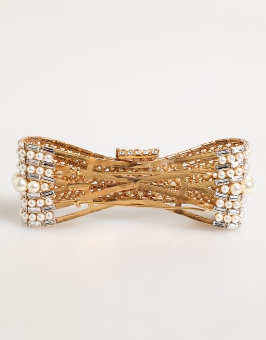 Goldmessing Glas Kristall Kunstperlen Verziertes Brosche - Image 3