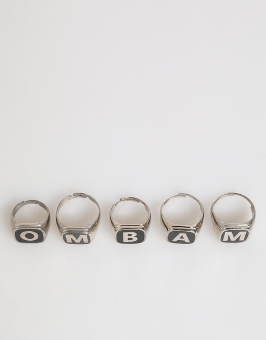 Silberfarbener Messing-Buchstabensatz 5 Teile Verstellbarer Ring - Image 3