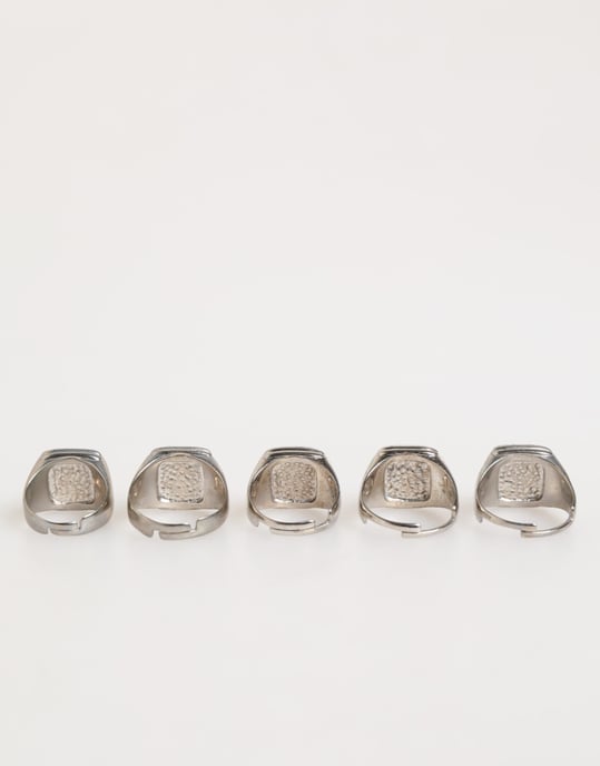 Silberfarbener Messing-Buchstabensatz 5 Teile Verstellbarer Ring - Image 4