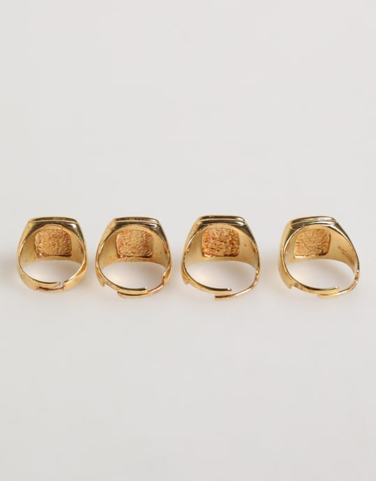 Goldfarbene Messing JAZZ Buchstaben Set 4 Teile Verstellbarer Ring - Image 3