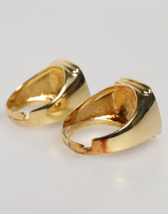 Goldfarbene Echtmessing Schwarze Emaille 'DG' Verstellbare Ringe - Image 3