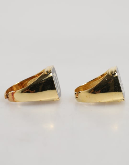 Goldfarbene Echtmessing Schwarze Emaille 'DG' Verstellbare Ringe - Image 4