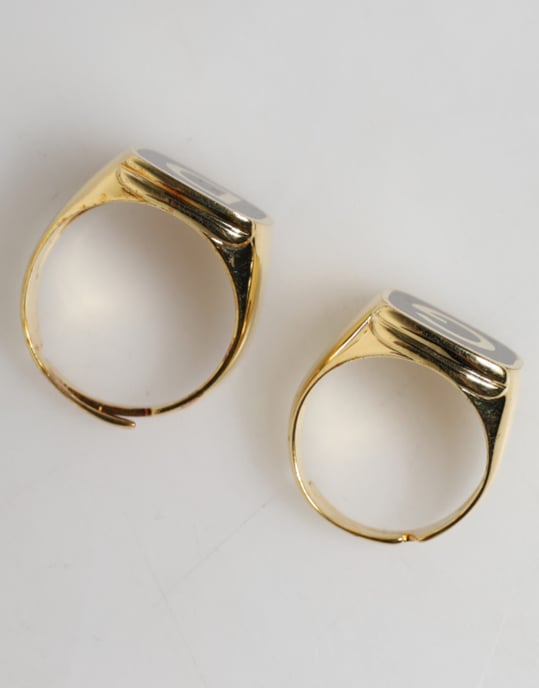 Goldfarbene Echtmessing Schwarze Emaille 'DG' Verstellbare Ringe - Image 5