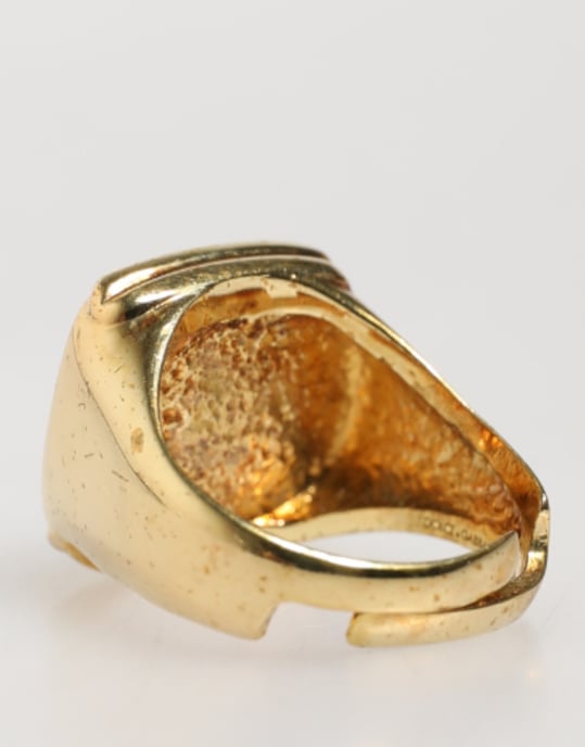Goldfarbene Echtmessing Schwarze Emaille 'J' Verstellbare Ringe - Image 3