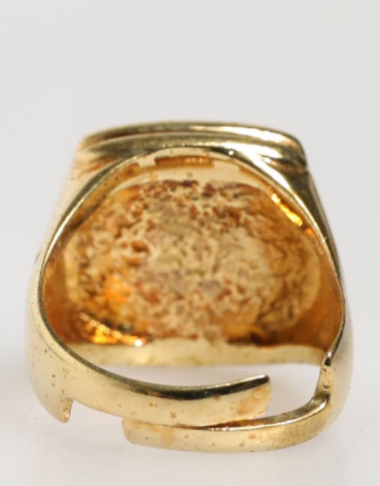 Goldfarbene Echtmessing Schwarze Emaille 'J' Verstellbare Ringe - Image 4