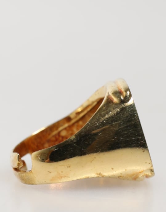 Goldfarbene Echtmessing Schwarze Emaille 'J' Verstellbare Ringe - Image 5