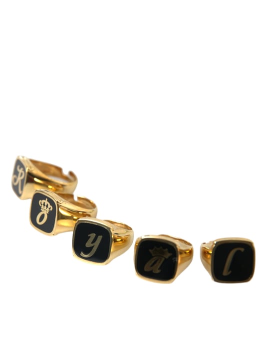Goldmessing ROYAL Emaille Set von 5 Ringen - Image 3
