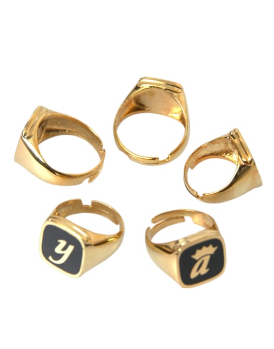 Goldmessing ROYAL Emaille Set von 5 Ringen - Image 4
