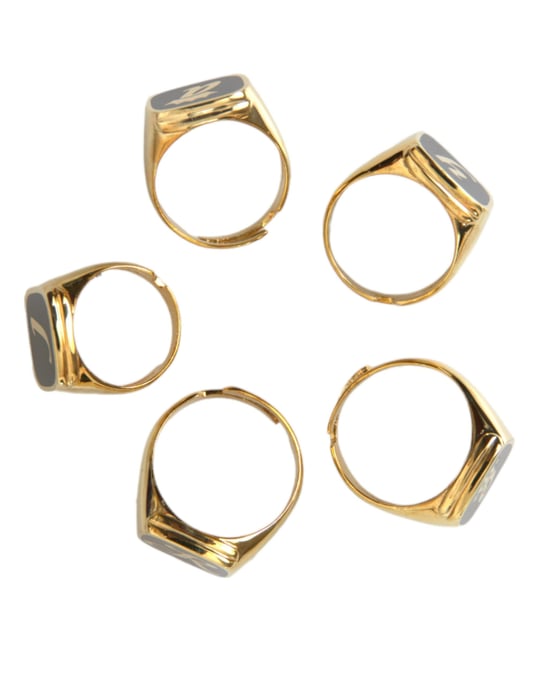 Goldmessing ROYAL Emaille Set von 5 Ringen - Image 5