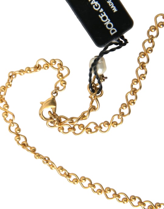 Goldene Messingkette mit Perlenanhänger - Image 2