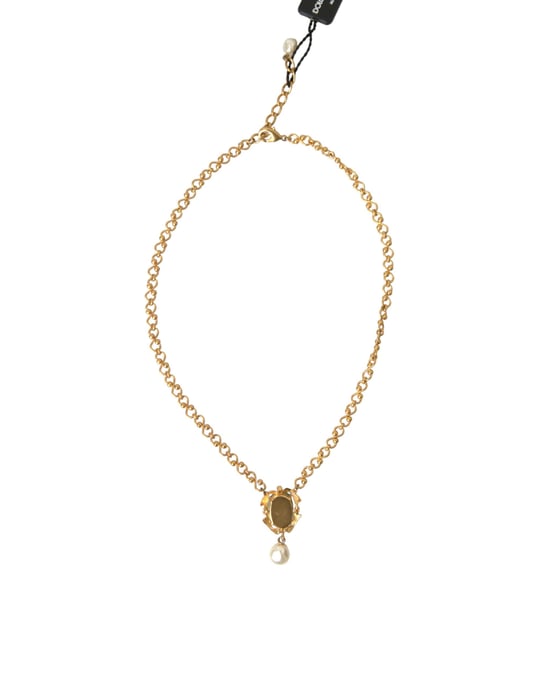Goldene Messingkette mit Perlenanhänger - Image 3