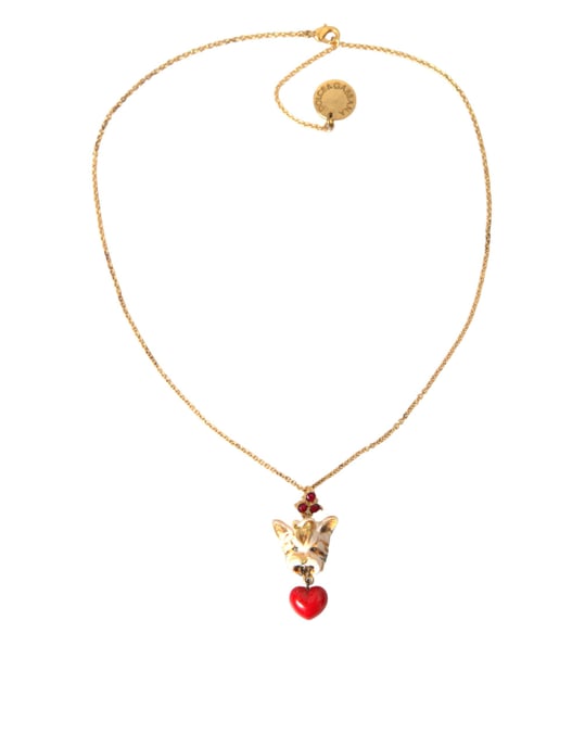 Goldene Messingkette mit Herzanhänger für Hunde - Image 1