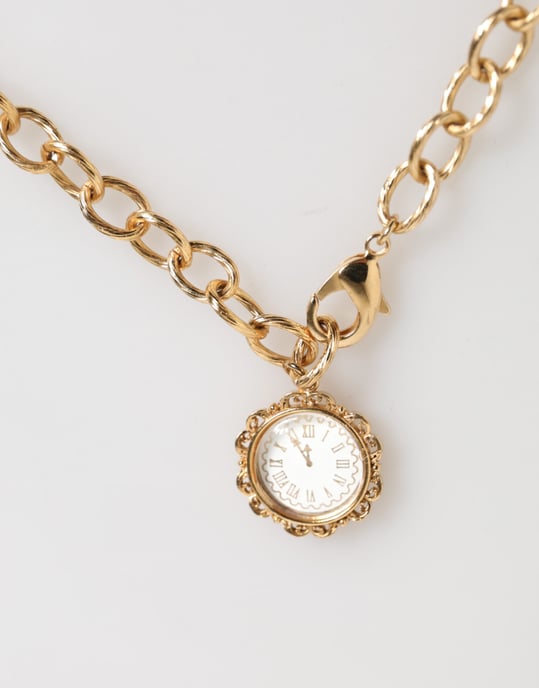 Goldene Kristalluhren-Anhänger Statement Schmuck Halskette - Image 3