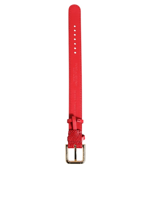 Rotes exotisches Leder Armband mit goldfarbener Metallschließe für Damen - Image 2