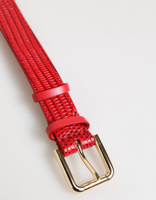Rotes exotisches Leder Armband mit goldfarbener Metallschließe für Damen - Image 4
