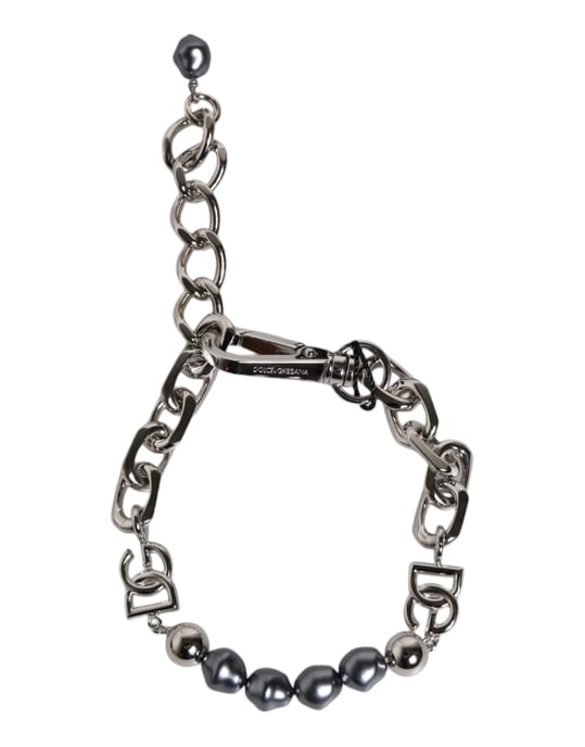 Silberfarbener Kettenarmband mit Lobster-Verschluss und Grauen Perlen - Image 5