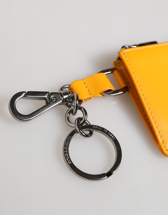 Gelbes Orange Leder Kreditkarten Schlüsselanhänger Clip-On Geldbörse - Image 2