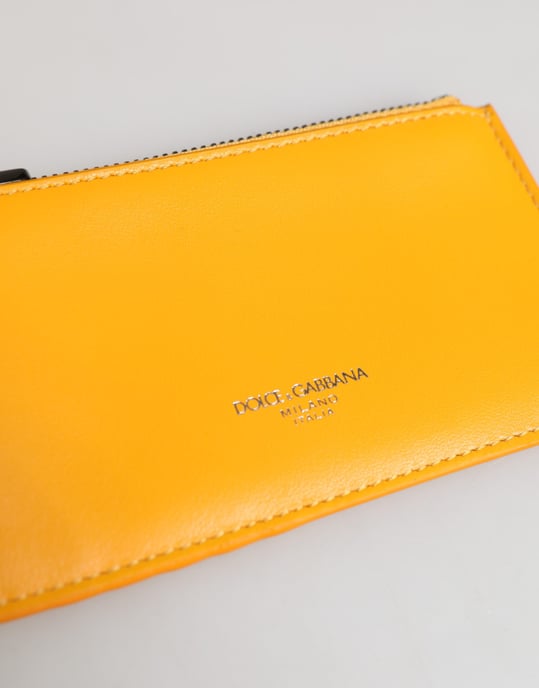 Gelbes Orange Leder Kreditkarten Schlüsselanhänger Clip-On Geldbörse - Image 3