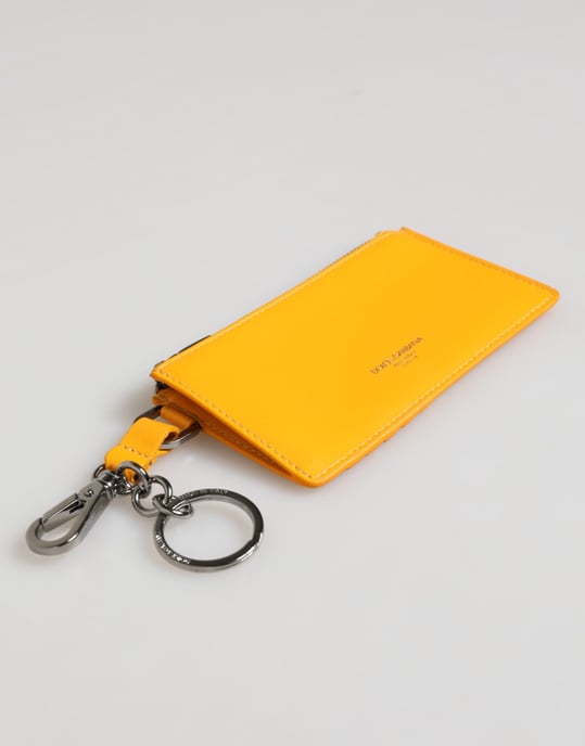 Gelbes Orange Leder Kreditkarten Schlüsselanhänger Clip-On Geldbörse - Image 4