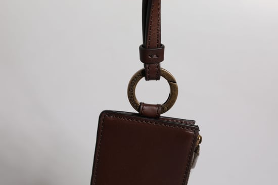 Brauner Kalbsleder-Lanyard-Logokartenhalter Geldbeutel - Image 4