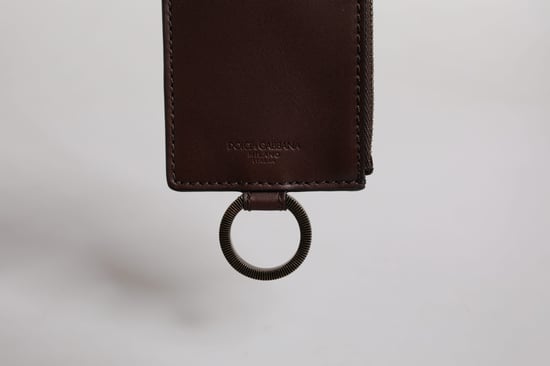 Brauner Kalbsleder-Lanyard-Logokartenhalter Geldbeutel - Image 5