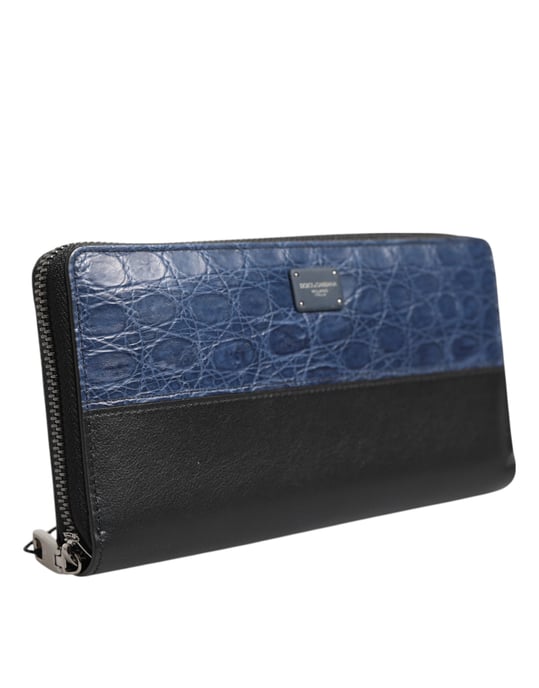 Schwarze Blaue Exotische Leder Herren Continental Clutch Geldbörse - Image 2