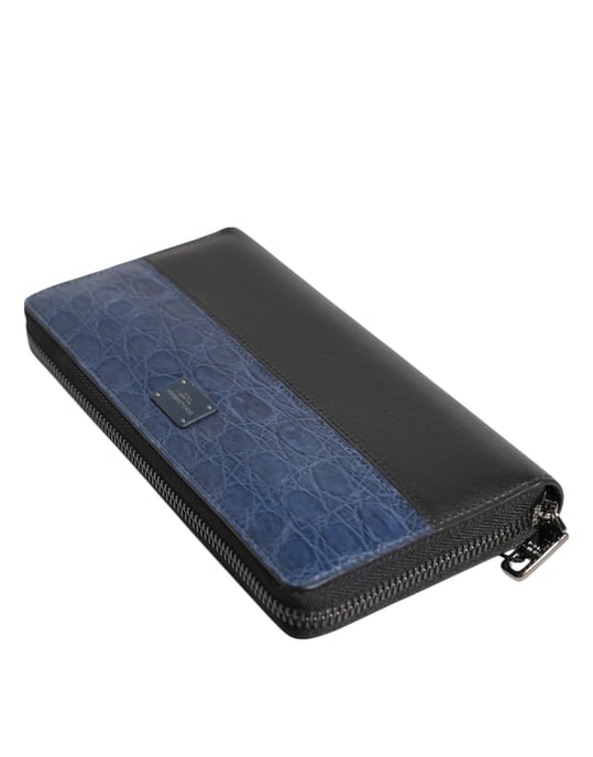 Schwarze Blaue Exotische Leder Herren Continental Clutch Geldbörse - Image 4