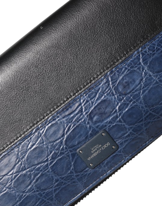 Schwarze Blaue Exotische Leder Herren Continental Clutch Geldbörse - Image 5