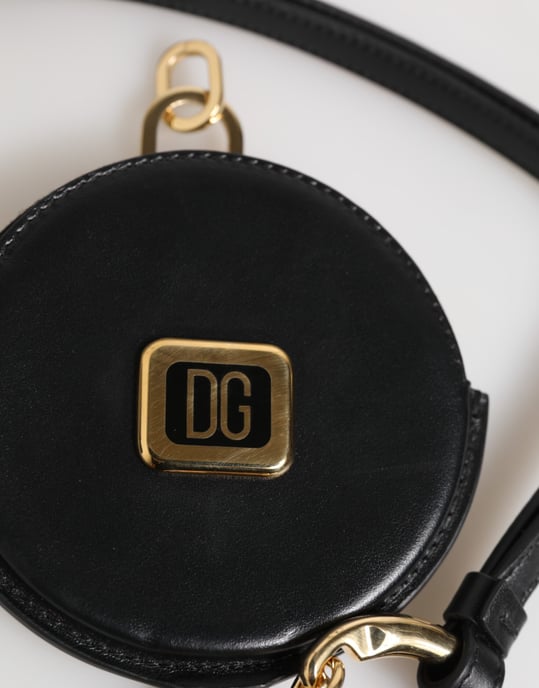 Dolce & Gabbana Runde Leder Münzgeldbörse mit DG-Logo und Lanyard - Schwarz - Image 2