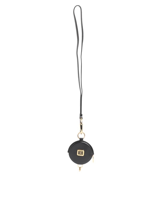 Dolce & Gabbana Runde Leder Münzgeldbörse mit DG-Logo und Lanyard - Schwarz - Image 5